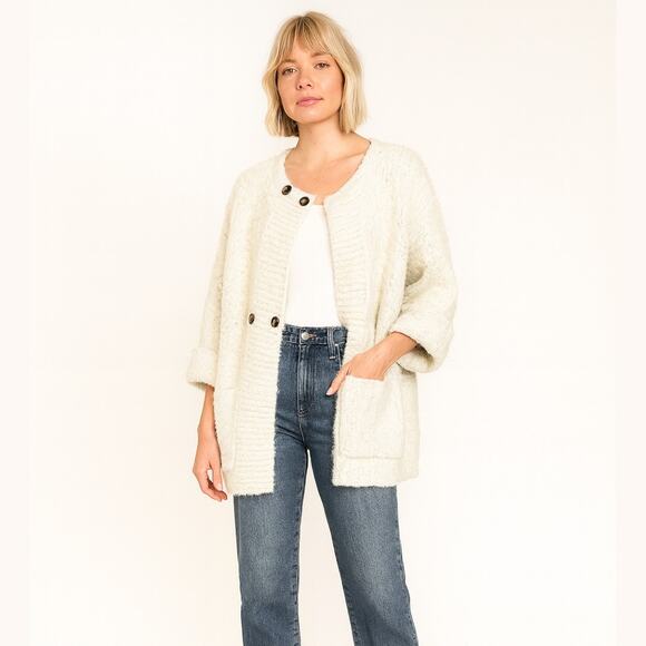 Reiss Orla Knitted Cardigan Sweater Large Ivory NWT - Picture 1 of 9
